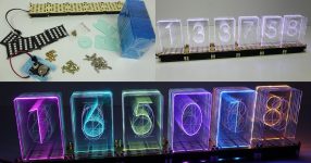 LEDで作られたニキシー管風な時計